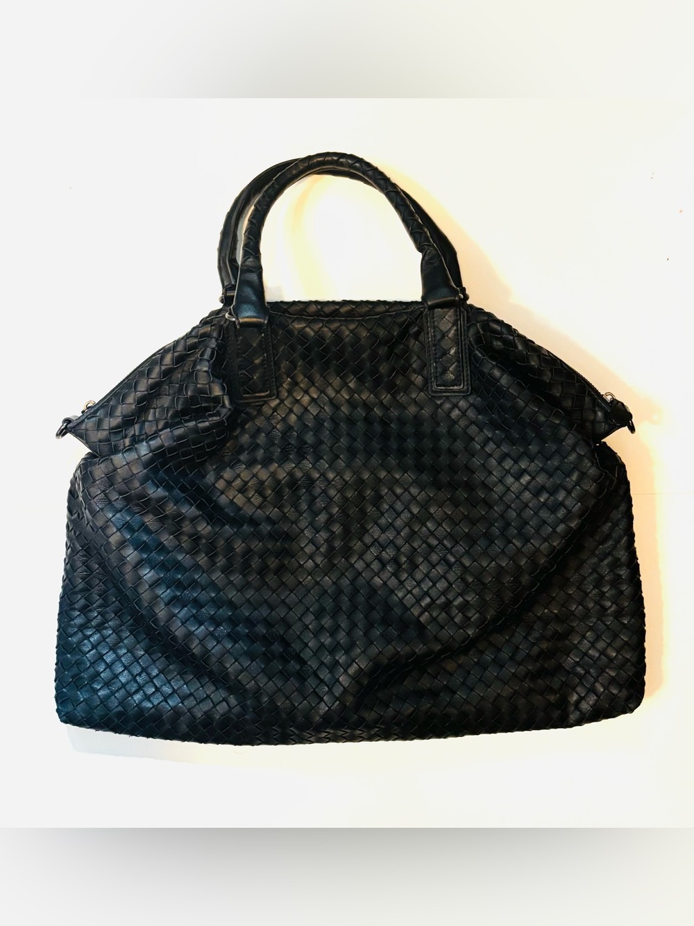 BOTTEGA VENETA Intrecciato Convertible Black Leather Woven Tote Hobo